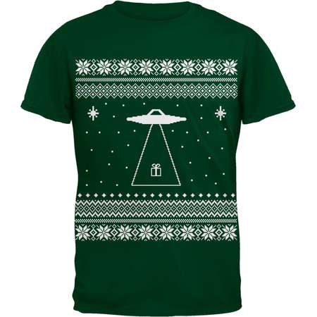 Alien Beam Ugly Sweater Green Youth T-Shirt thumb