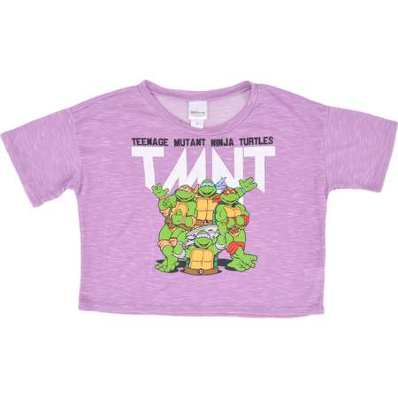 TEENAGE MUTANT NINJA TURTLES TMNT CROP TOP MIDRIFF T-SHIRT HEATHER PURPLE WOMENS thumb