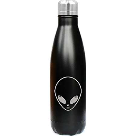 17 oz. Double Wall Vacuum Insulated Stainless Steel Water Bottle Travel Mug Cup Alien Head (Black) thumb
