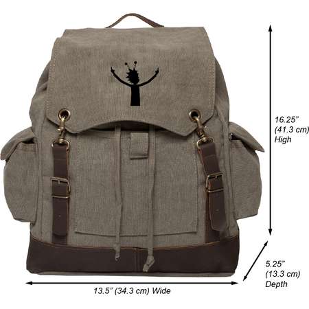 Alien Rick Vintage Canvas Rucksack Backpack with Leather Straps thumb