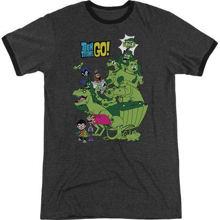 Trevco TEEN TITANS GO BEAST BOY STACK Charcoal Adult Unisex T-Shirt thumb
