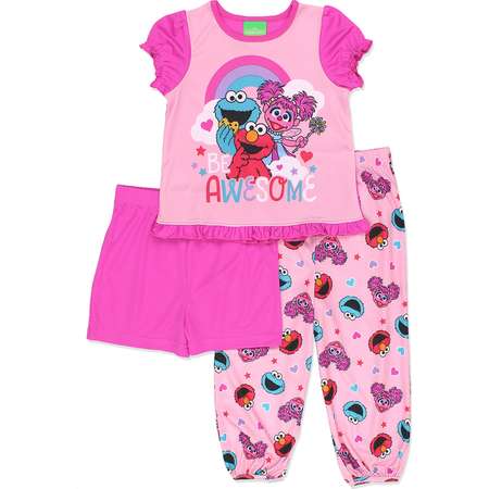 Sesame Street Toddler Girls 3 piece Pajamas Set 21SS258TZS thumb