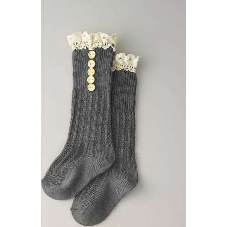 Girls Crochet Button Boot Socks thumb