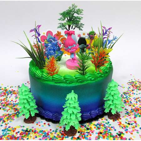 Trolls Themed Birthday Cake Topper Set Featuring POPPY Figure and Decorative Themed Accessories thumb