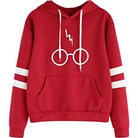 Hoodies For Women Harry Potter Glasses Scar Print Kangaroo Pocket Fleece Sweaters thumb
