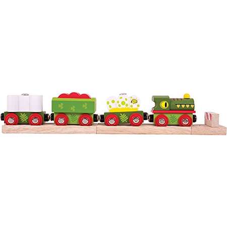 Bigjigs Rail Wooden Dinosaur Railway Engine and Train Cars thumb