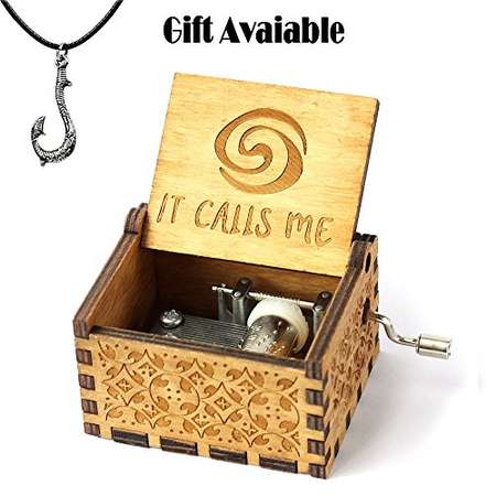 Sooye Moana Music Box - 18 Note Mechanism Antique Carved Music Box Crafts Melody Castle in Hand (Moana) thumb