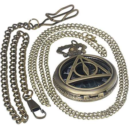 Roman Numerals Harry Potter Deathly Hallows Lord Voldemort Bronze Pocket Watch Brass Antique Caseh 1 PC Necklace 1 PC Key Clip Quartz Pendant Watch Fob Nurse Watch thumb