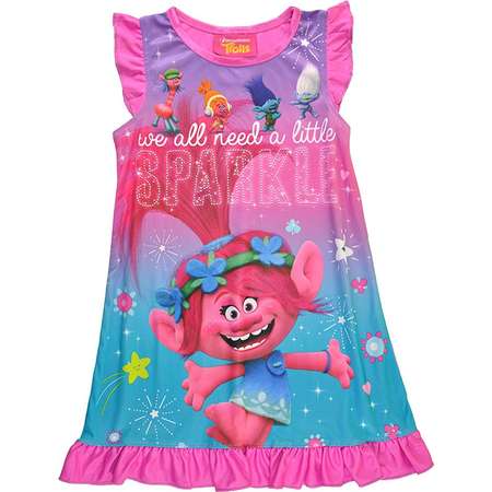 Trolls Little Girls Toddler Charcter Print Berry Pink Pajama Nightgown thumb