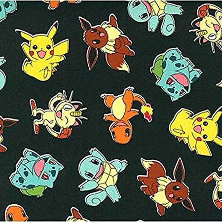 Poke'mon Tossed Jet Fabric By The Yard thumb