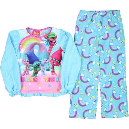 Trolls Girls' Licensed 2-Piece Poly PJ - Blue thumb
