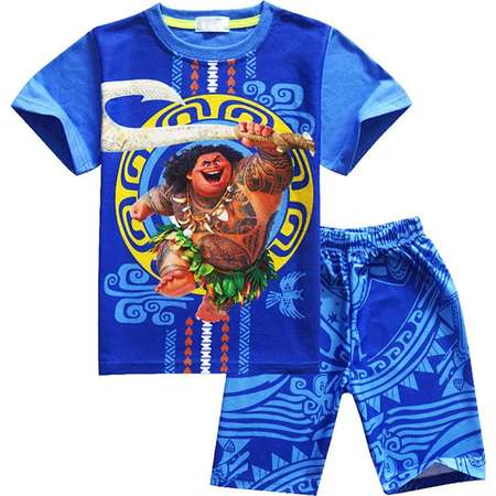 AOVCLKID Maui Boys Cartoon Comfy Loose Fit 2-Piece Shorts Pajama Set Sleepwear Moana thumb