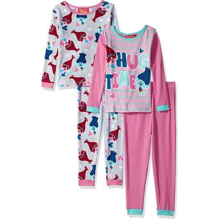 Trolls Little Girls' Cotton 4-Piece-Pajama Set thumb