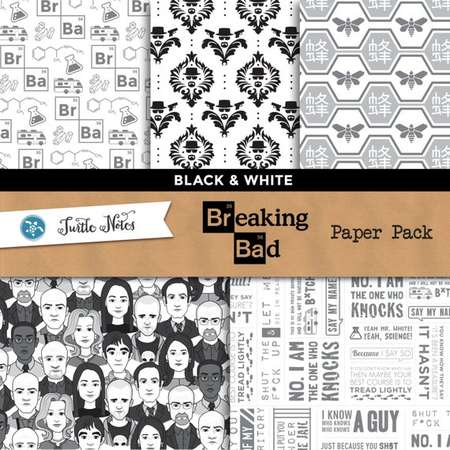 Breaking Bad Black & White Paper Pack : 10 Printable Digital Scrapbook Papers thumb