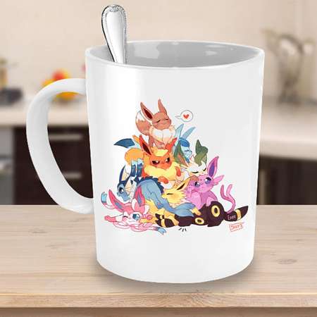 POKEMON EEVEE EVOLUTIONS Mug! Eevee Leafeon Espeon Jolteon Glaceon Vaporeon Umbreon Sylveon Flareon Pokemon Fan Coffee Lover Gift Cup thumb