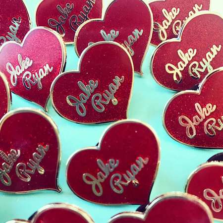 Jake Ryan Sixteen candles 1980s glitter heart hard enamel pin pinback thumb