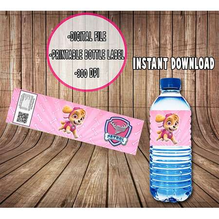 Paw Patrol Bottle Labels Transfer - Paw Patrol Water Bottle Labels Design - DIY Bottle Labels - Digital Files - Instant Download thumb