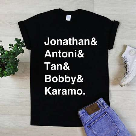 Queer Eye Name List T-Shirt - Helvetica Font Shirt Tshirt - Gift for Him Her - Unisex - S M L XL - Black, White, Grey thumb
