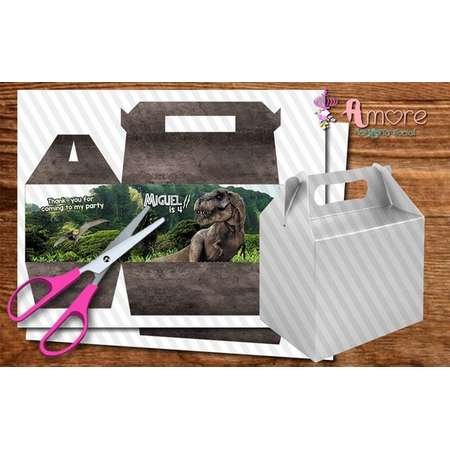 personalized digital jurassic park dinosaurs lunch box, party supplies, decoration birthda, treat thumb