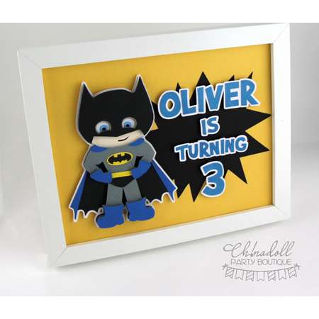 superhero party sign | bedroom decor | personalised with any message | inspired by batman spiderman captain america hulk wonder woman flash thumb