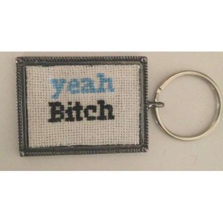 Breaking Bad inspired yeah Bitch cross stitched keychain. thumb