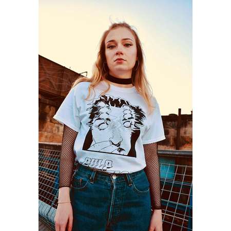 PULP FICTION T-SHIRT / Mia Wallace Quentin Tarantino Illustrated White T Shirt Unisex Tee Shirt thumb