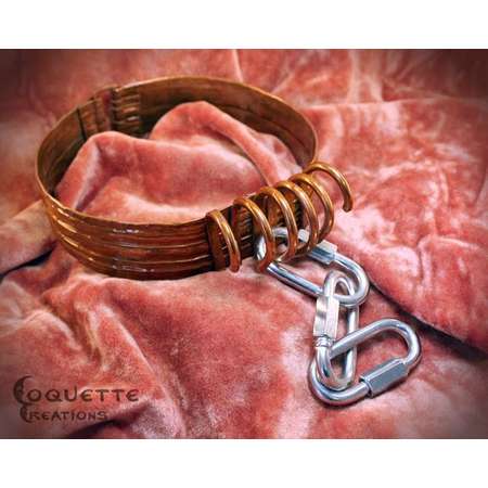 Princess Leia Slave Inspired Hand Forged Copper Collar and Chain Star Wars thumb