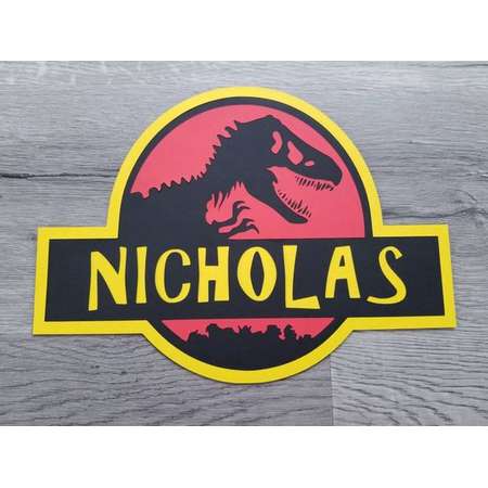 Jurassic Park Birthday Party Wall sign, Jurassic World Door sign diecut cardstock door sign decoration 11.5" thumb