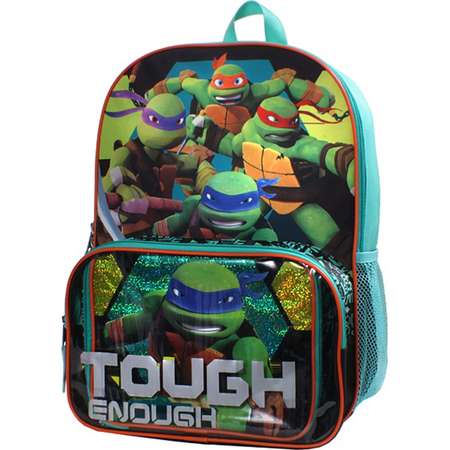 Kids Teenage Mutant Ninja Turtles Raphael, Michelangelo, Leonardo & Donatello "Tough Enough" Backpack & Lunch Box Set thumb