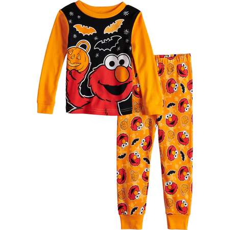 Toddler Boy Sesame Street Elmo Glow-in-the-Dark Halloween Top & Bottoms Pajama Set thumb