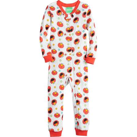 Toddler Boy Sesame Street Elmo Printed One-Piece Footless Pajamas thumb