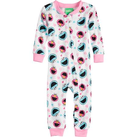 Baby Girl Sesame Street Elmo & Cookie Monster Footless Pajamas thumb