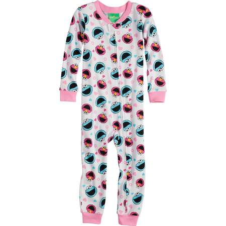 Toddler Girl Sesame Street Elmo & Cookie Monster Footless Pajamas thumb