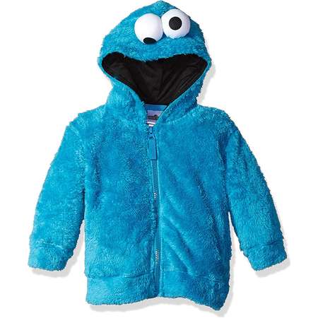 Sesame Street Toddler Girls Cookie Monster Costume Hoodie with Faux Fur and 3D Face thumb