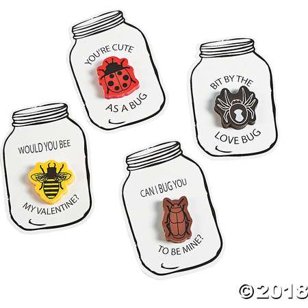 Bug Jar Eraser Valentine Cards thumb