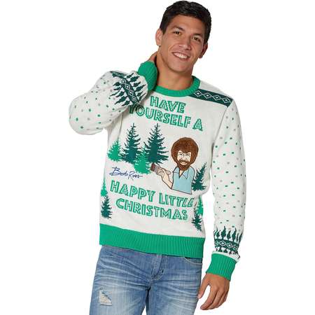 Light Up Bob Ross Ugly Christmas Sweater thumb