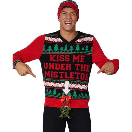 Kiss Me Mistletoe Light Up Ugly Christmas Sweater thumb